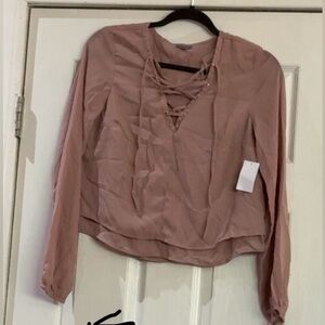Charlotte Russe Mauve Lace-Up Blouse
